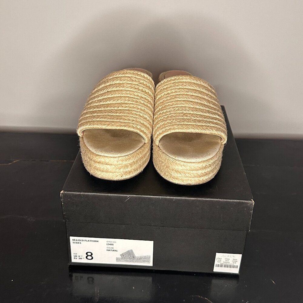 JCrew Braided Platform Slides Espadrille - Natural